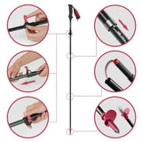 Naturehike ST07 All Carbon 5-Node Folding Trekking Pole - 98-115cm, Climbing Walking Hiking Alpine Stick - Imported from UK