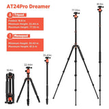 GEEKOTO 77’’ Camera Tripod for DSLR, Compact Aluminum Tripod with 360 Degree Ball Head and 8kgs Load for Travel and Work - Imported from UK