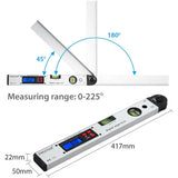 Proster LCD Electronic Protractor 0-225° Digital Angle Finder, 400mm/16" Angle Ruler with Spirit Levels & Backlit LCD Digital Angle Measuring Tool for Roofing Engineering - Imported from UK