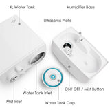 4L water tank humidifier with other labelled components