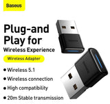 Baseus BA04 Mini Wireless Bluetooth 5.0 Adapter, USB Receiver Dongle - Imported from UK