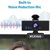 NexiGo N60 1080P Web Camera, HD Webcam with Microphone &amp; Privacy Cover, 110° Wide Angle for Zoom Skype Teams OBS, Conferencing & Video Calling - Imported from UK