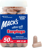 Mack's Ultra Soft Foam Earplugs (50 Pair) 33dB Highest NRR Comfortable Ear Plugs for Sleeping Snoring Travel Concert, Studying Loud Noise Work (Made in USA) - Imported from UK