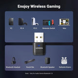 UGREEN CM668 USB Bluetooth 5.3 Transmitter APTX HD 3.5mm Audio Adapter, Plug & Play for PS4 PS5 Switch Gaming Mac - Imported from UK