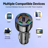 USB-C 75W Car Charger, PD & QC3.0 Fast Charging Car Adapter, 5 Multi Port Type-C Cigarette Lighter USB Charger, Car Phone Charger for iPhone/Android/Samsung Galaxy etc - Imported from UK