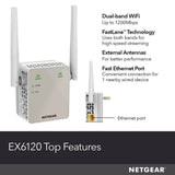 NETGEAR EX6120 Dual Band Wi-Fi Range Extender, Coverage Up to 1500 Sq Ft, AC1200 Wireless Signal Booster & Repeater Up to 1200Mbps Speed & Compact Wall Plug Design (Container Product Without Box) - Imported from UK