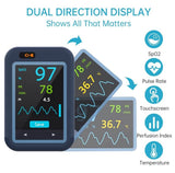Wellue Checkme™ Pod Wireless Pulse Oximeter with Thermometer, Continuous Monitoring of SpO2 & Body Temperature, Rotatable Touchscreen, APP for Android & iOS - Imported from UK