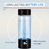 Hydrogen Water Generator Bottle, Portable Rechargeable Hydrogen Water Ionizer Machine, 420ml Hydrogen Rich Water Glass Health Cup for Home Travel (Container Product Without Box) - Imported from UK