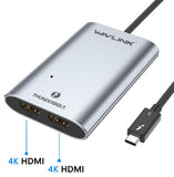 WAVLINK Thunderbolt 3 to Dual HDMI Display Adapter 4K@60Hz, Thunderbolt 3 up to 40Gbps to Dual Monitor HDMI 2.0 Video Converter - Imported from UK