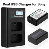 PowerExtra Smart LCD Display Dual USB Charger with 2 Replacement Batteries for Sony Alpha A6500, A6300, A6000, A7s, A7, A7s ii, A7s, A5100, A5000, A7r, a7 ii Camera - Imported from UK