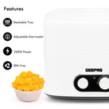 Geepas 240W Food Dehydrator with 5 Trays, BPA-Free Food Dryer Machine with Adjustable Thermostat, Food Preserver Snack Dryer for Fruit Vegetables Meat Healthy Snacks - Imported from UK