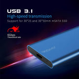 mSATA to USB 3.1 Gen2 10GBPS SSD Enclosure Adapter Case with USB Type C Interface for mSATA Internal Solid State Drive Hard Drive - Imported from UK