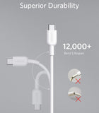Anker Powerline II USB-C to USB-C 2.0 Cable (6ft), USB-IF Certified, Power Delivery PD Charging (white) - Imported from UK