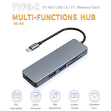Ankeer TC18 5 in 1 Multifunctional USB Type C Hub Adapter, USB C to 2x USB 3.0, TF/SD Card Reader HD Converter - Imported from UK