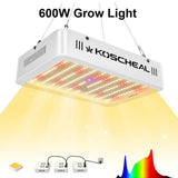 KOSCHEAL 600W LED Grow Light Full Spectrum Grow Lamp with Daisy Chain White Led with UV & IR for Hydroponics Indoor Plants - Imported from UK