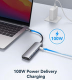 Ablewe 5 in 1 USB C Hub, Aluminum USB C to HDMI 4K Adapter with 3 USB 3.0 Ports, 100W Power Deliver(PD) for MacBook Pro, XPS & More USB C Devices - Imported from UK