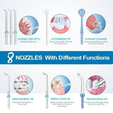 TUREWELL Water Dental Flosser for Teeth/Braces with 8 Water Jet Tips, 10 Pressure Levels, 600ML Electric Water Dental Oral Irrigator - Imported from UK