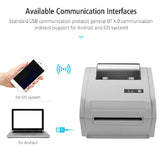 Thermal Label Printer 110mm Bluetooth iOS & Android Barcode Receipt Printer Wide Adjustable 160mm/s High-Speed Printing For Labeling Filing Mailing - Imported from UK