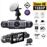 EUIOOVM Car Black Box DVR Dash Cam, 360-Degree Panoramic Car DVR, Full HD 1080P, 4 Channel Video Recorder, WiFi, GPS, G-Sensor, Front, Rear, Left and Right Vehicle Cameras, Loop Recording, WDR, Night Vision, 64GB Card Included - Imported from UK