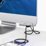 ORICO Aluminum Alloy USB 3.0 4 Ports Clip Hub USB Splitter with Extra Power Supply Port & USB Data Cable for iMac/Laptop/PC - Imported from UK