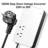 Eleclead & Hyted 1200W Step-Down Voltage Converter, 220V to 110V Travel Plug Adapter, Stable Pure Sine Wave for Hair Dryers, Straighteners, Curling Irons, Coffee Makers & More (Container Product Without Box) - Imported from UK