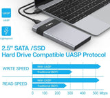 ineo USB 3.1 Gen 2 Type C Aluminum External Hard Drive Enclosure for 2.5" 9.5mm & 7mm SATA HDD SSD - Imported from UK