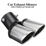 SUNJULY Car Exhaust Silencer, New Stainless Steel Car Universal Exhaust Muffler With Two Outlets & Chrome Tail - Imported from UK