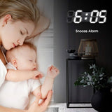 3D 15" LED Digital Wall Clock with Remote Control, Large Display 12/24H Date Temperature Snooze Adjustable Brightness Clock for Warehouse Office Home Living Room - Imported from UK