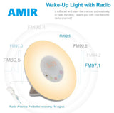 AMIR Wake-Up Light Alarm Clock, (7 Sound 5 Colour) Night Light with Sunrise Simulation FM Radio, Touch Control Multi-Functional, 4-Brightness Levels - Imported from UK