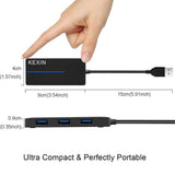 KEXIN 5-in-1 USB 3.0 Data Hub, 3-Port + SD & TF Card Reader USB Hub for USB A Devices with Blue LED Indicator - Imported from UK