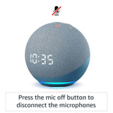 Amazon Echo Dot (5th Gen) with Clock, Vibrant Sound Smart Speaker with Alexa + Wi-Fi & Bluetooth, Great for Bedrooms, Dining rooms and Offices (Twilight Blue) - Imported from UK