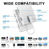 Weton USB C to HDMI VGA Adapter, 5-in-1 USB 3.1 Type C Hub to HDMI 4K, 1080P VGA, 3xUSB 3.0 Multiport Video Adapter Converter for MacBook, Chromebook, Dell XPS - Imported from UK