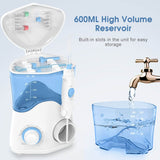 TUREWELL Water Dental Flosser for Teeth/Braces with 8 Water Jet Tips, 10 Pressure Levels, 600ML Electric Water Dental Oral Irrigator - Imported from UK