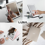 LUNA London Vanity Makeup Mirror, 3 Colour LED Lighted Compact, Portable, Rechargeable, Illuminated Mirror, Perfect for Travel, Makeup & Beauty Needs - Imported from UK