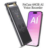 FoCase 64GB AI Voice Recorder with Playback, Voice Activated, Transcribe & Summarize, Translation, APP Control with Chat GPT, Aluminum Alloy Dictaphone, Audio Recorder for Lectures, Meetings - Imported from UK