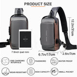 New Fashion Anti-Theft Sling USB Shoulder Bag With Password Lock Waterproof Anti-Scratch Crossbody Unisex Bag - Imported from UK