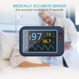 Wellue Checkme™ Pod Wireless Pulse Oximeter with Thermometer, Continuous Monitoring of SpO2 & Body Temperature, Rotatable Touchscreen, APP for Android & iOS - Imported from UK