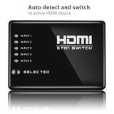 HDMI Switcher, 5 Port Mini 1080p Selector Box, Auto Switch (Remote Not Included) - (Amazon Container Product as it is, No Warranty, No Guarantee, No Return, No Exchange) - Imported from UK