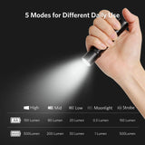 ThorFire TG06S Mini Flashlight, 500 Lumen EDC Pocket Light with 5 Modes, Powered by AA or 14500 Battery (Not Included) - Imported from UK