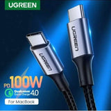 UGREEN USB C To USB C Cable, 100W Fast Charge 2M Nylon Braided & Aluminum Body Data Cable - Imported from UK