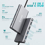 VaKo 11-in-1 USB C Hub Triple Display USB C Docking Station with Dual HDMI, VGA, PD3.0, 2x USB3.0 & 2x USB2.0, Gigabit Ethernet, SD/TF Card Reader - Imported from UK