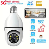 AGIG Dual-Band 2.4G & 5G WiFi 360° Pan/Tilt Panoramic 1080P HD IR Security Camera, Micro SD Card Slot, Motion Detection, Night Vision, Two Way Talk & More - Imported from UK