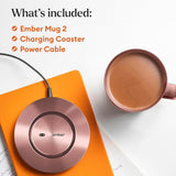 Ember Temperature Control Smart Mug 2, Rose Gold App-Controlled & Rechargeable Heated Coffee / Tea Mug with Intelligent LED Display, 1.5-hr Battery Life 295ml / 10oz - Imported from UK