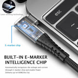 Braided USB-C cable with intelligent chip 