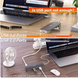 TSUPY 11-in-1 USB C Hub, Fabric Design Dual Display USB C Adapter, USB C to 4K HDMI,  VGA, Ethernet, PD USB C to USB C, 3 USB, SD Micro SD Card Reader, 3.5mm Jack Docking Station for MacBook Pro etc - Imported from UK