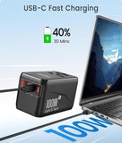 LENCENT Universal Travel Adapter, 100W GaN III Tech International Adapter with 2 QC4.0 USB-A + 2 PD3.0 Type-C PPS Fast Charging, Worldwide Wall Charger - Imported from UK