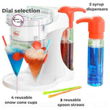 Neo Ice Shaver, Ice Scraper, 85W Electric Crusher Dispenser with 2 Syrup Dispensers, 2 Straws & 4 Cups - Imported from UK