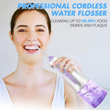 Leominor 300ml Water Flosser, Portable Oral Irrigator with 4 Tips 5 DIY Modes IPX7 Waterproof Rechargeable Water Dental Flosser (Without Box) - Imported from UK