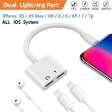 Dual Lightning iPhone Splitter, Apple MFi Certified iPhone Lightning to 2 Lightning Adapter Dongle Audio + Charge + Call + Volume Control Compatible with iPhone/iPad - Imported from UK