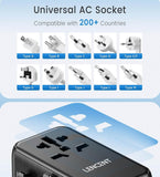 LENCENT Universal Travel Adapter, 100W GaN III Tech International Adapter with 2 QC4.0 USB-A + 2 PD3.0 Type-C PPS Fast Charging, Worldwide Wall Charger - Imported from UK